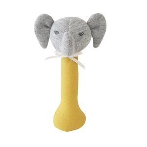 Alimrose Australia Elliot Elephant Stick Rattle for Baby, Yellow & Gray